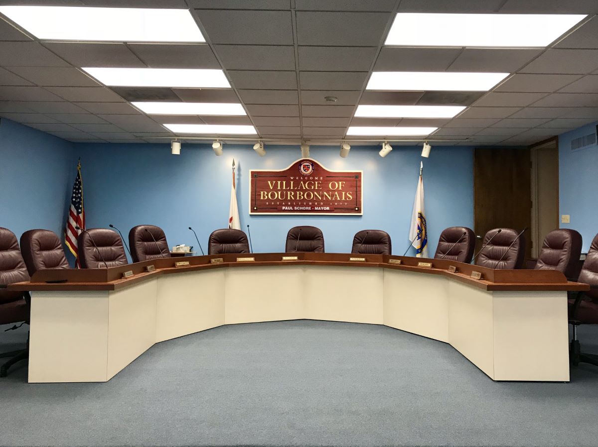 empty village board room inside the administrative building